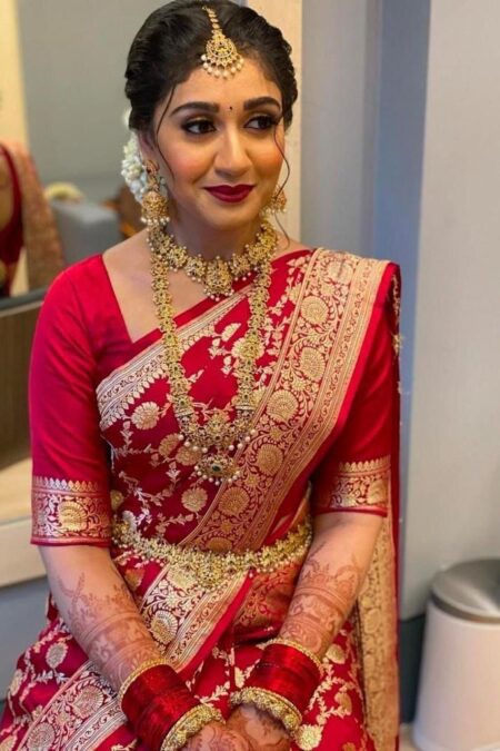 BEAUTIFUL RED RICH PALLU & JACQUARD WORK ON ALL OVER THE SAREE