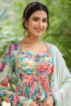 Beautiful New in Multicoloured Anarkali with Girlish Sleek Stawl