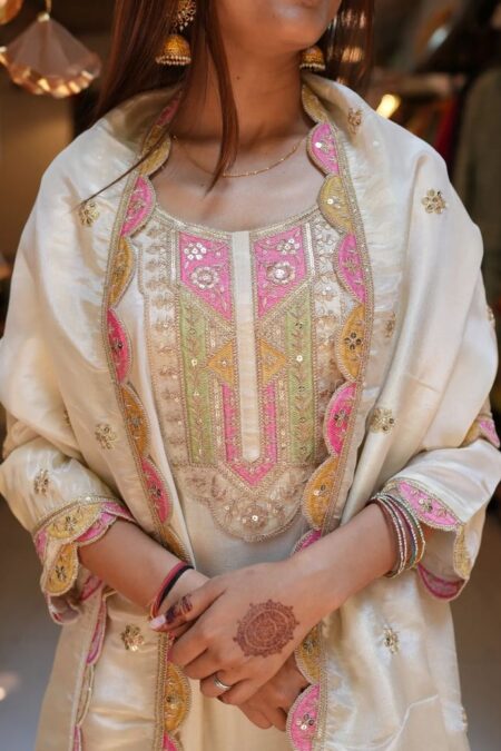 Elegant Ivory Embroidered Salwar Suit Set