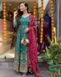 Regal Bloom Emerald Green Anarkali Suit
