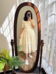 Ivory Cotton Lace Midi Dress – Elegant & Trendy Celebrity-Inspired Outfit