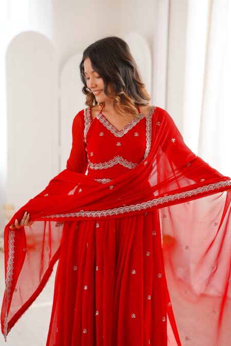 A Beautiful Premium Red Anarkali Suit Set