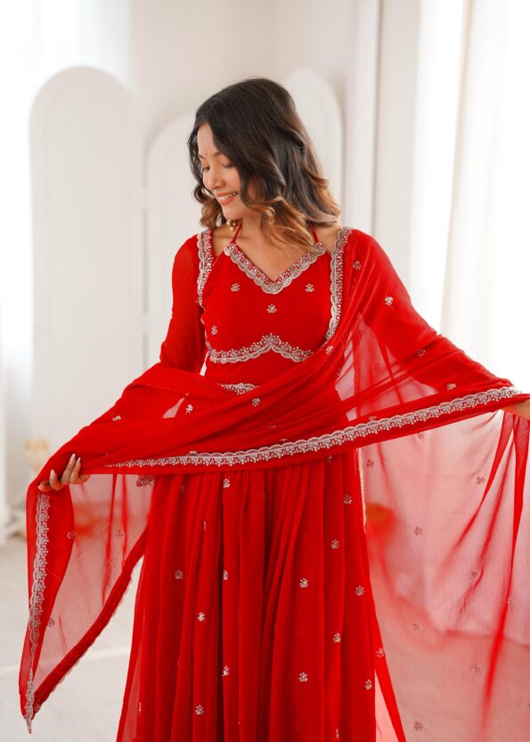 A Beautiful Premium Red Anarkali Suit Set